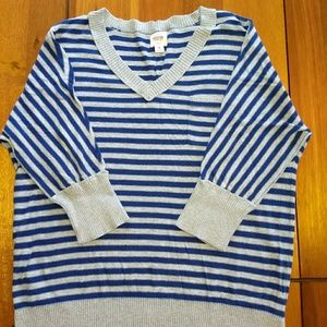 Blue and gray striped top